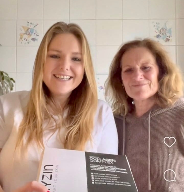 Emilie met mama zijn blij met LAYZIN Collageen