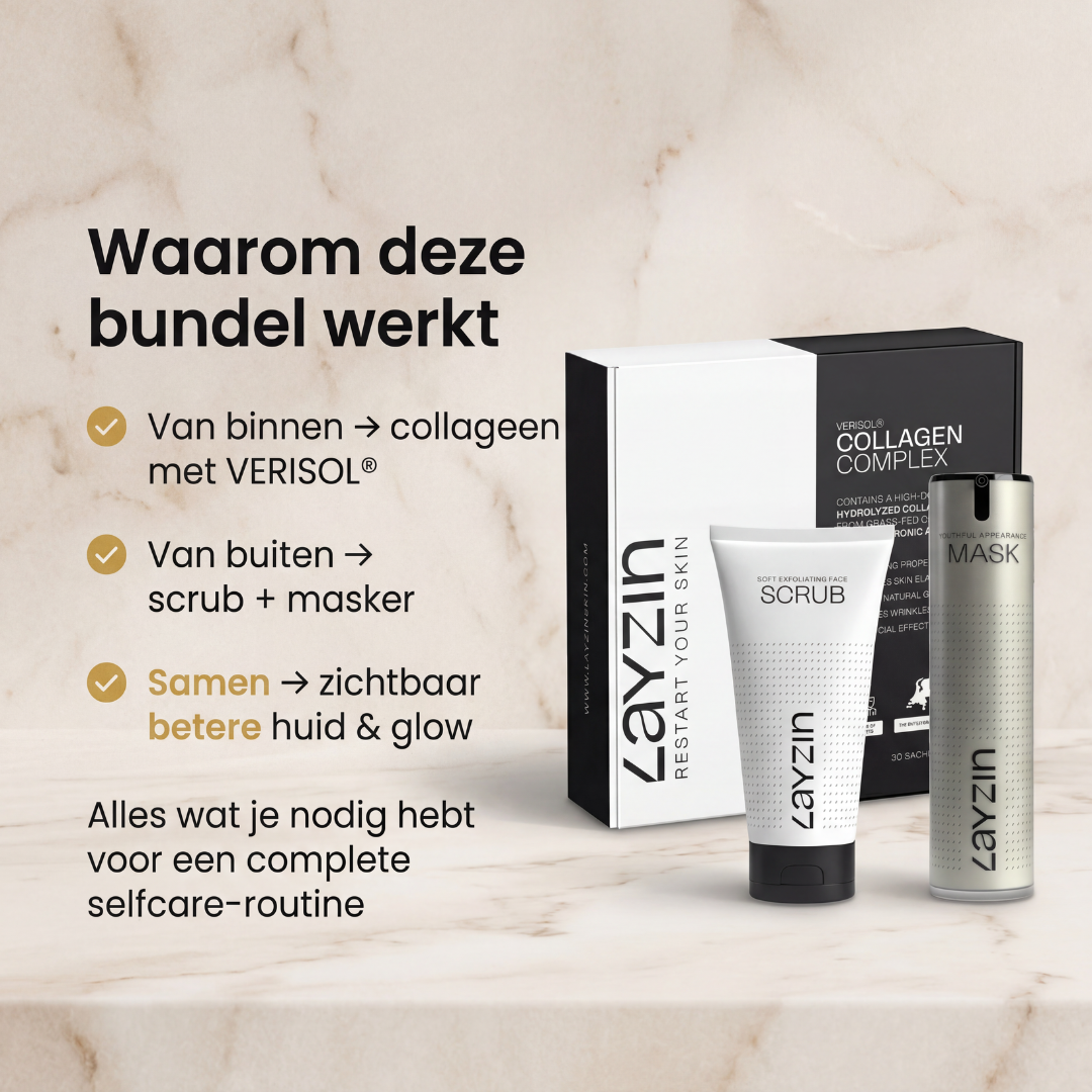 LAYZIN Selfcare Essentials Bundle voor huidverbetering en verzorging van binnen en buiten
