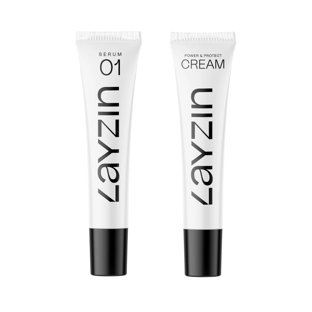Soothe and Shield voordeelbundel met hydraterend Serum 01 en Power & Protect Cream met SPF30 voor hydratatie, huidversteviging en bescherming tegen UV-straling.