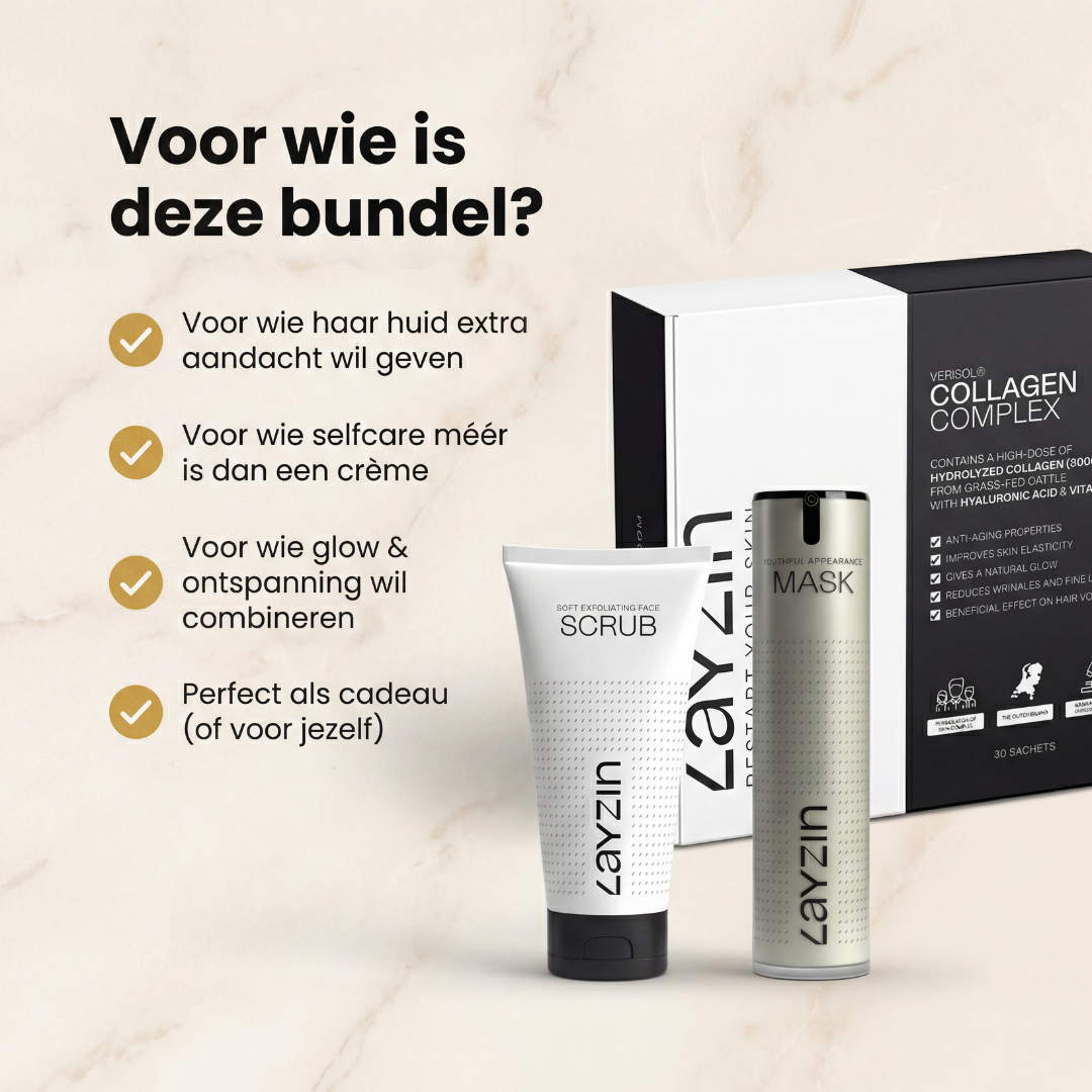 LAYZIN Selfcare Essentials Bundle voor huidverbetering van binnen en buiten