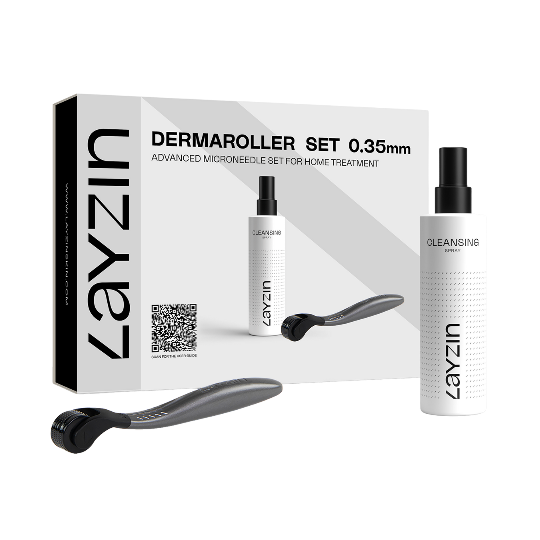 0.35 mm Dermaroller Set inclusief Cleansing Spray