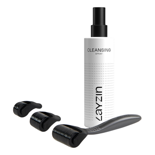 Dermaroller Set including 3 roller heads and Cleansing Spray