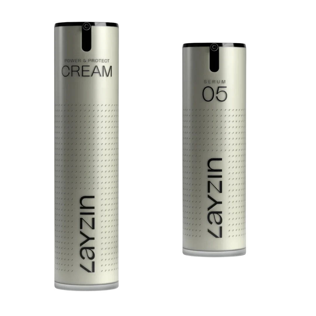 Layzin Gentle Glow DUO serum 05 en Power & Protect Cream voor de gevoelige huid, kalmerend en beschermend met SPF30.