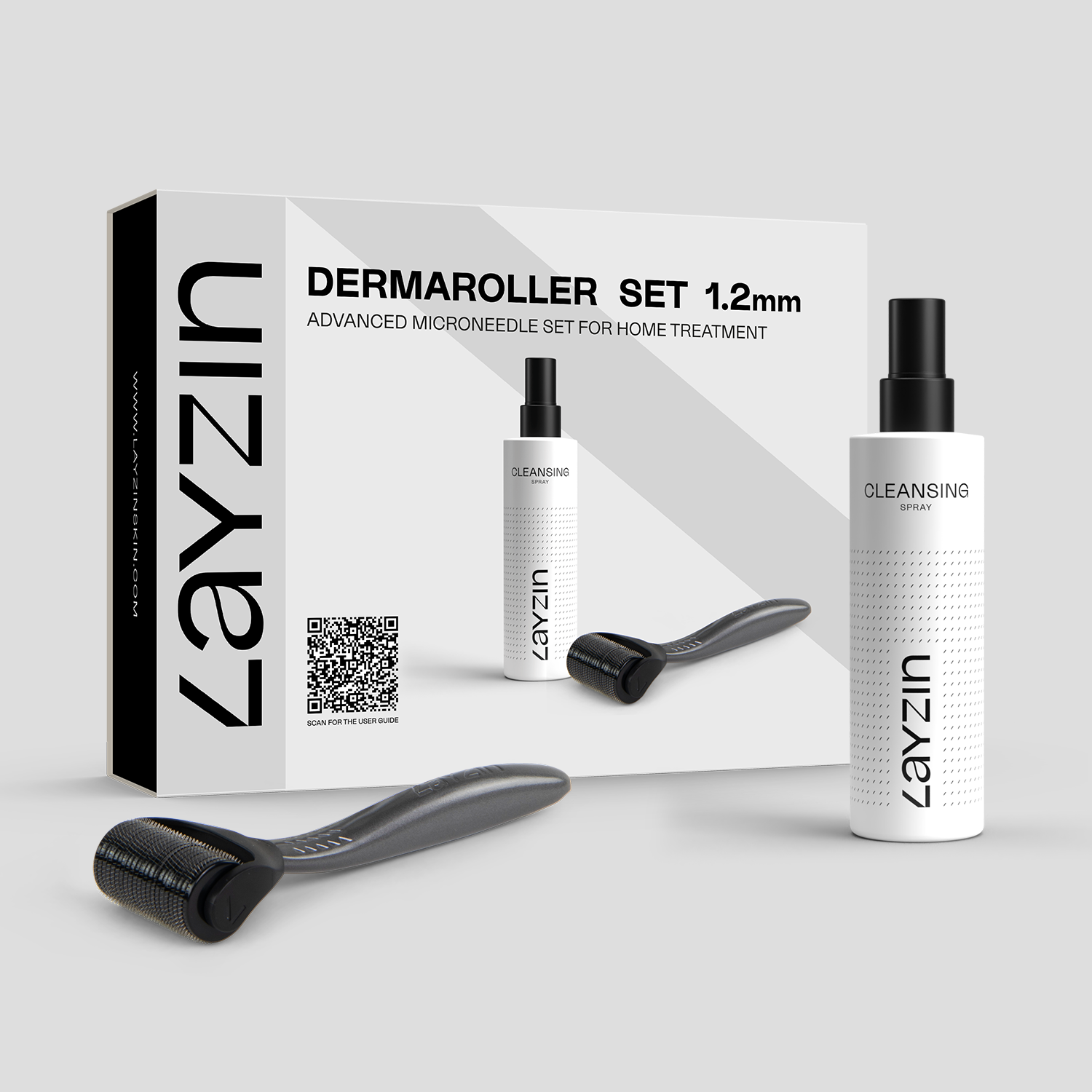 1.2 mm Dermaroller Set inclusief Cleansing Spray