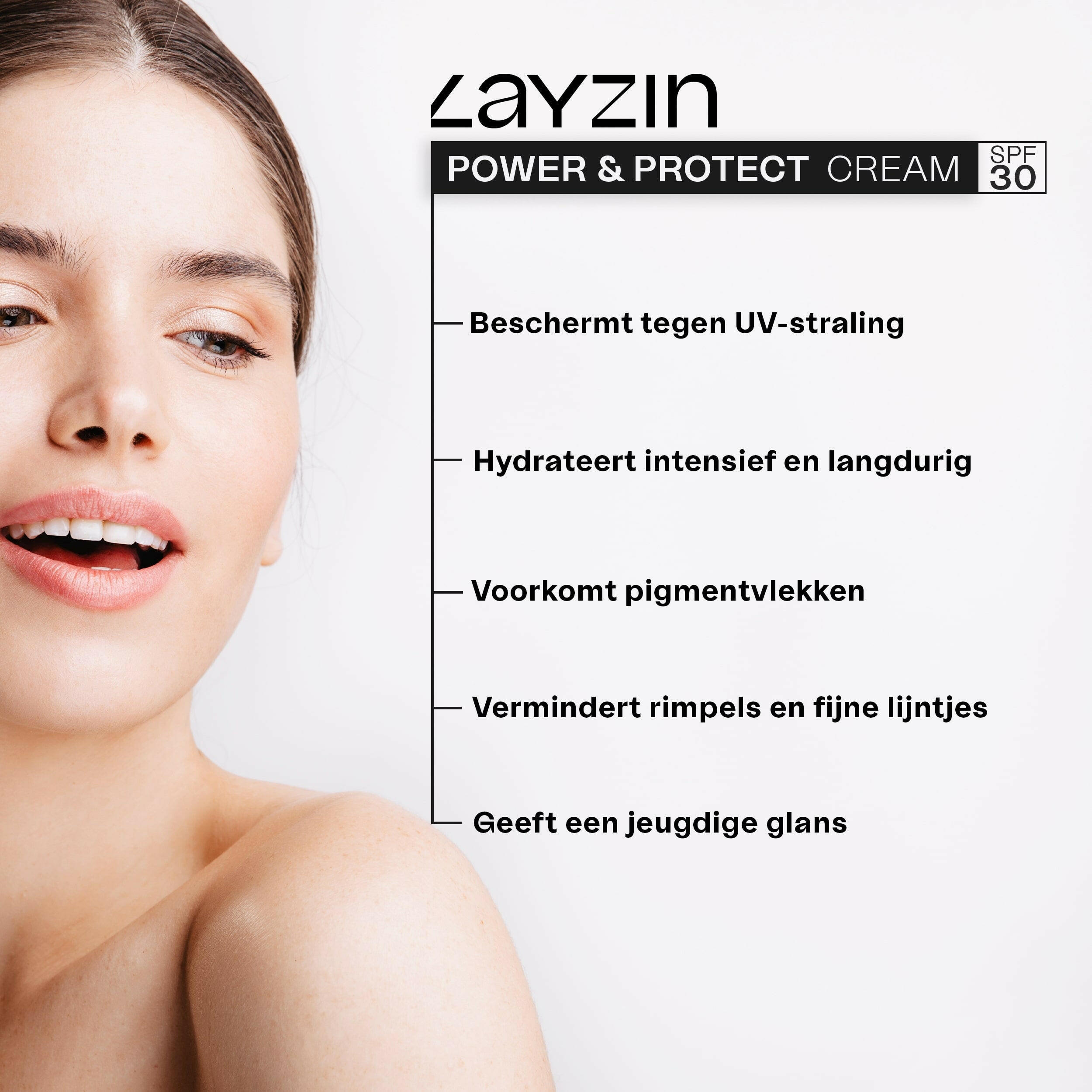 LAYZIN Power en Protect Cream  spf30 PFAS-vrije creme met SPF30 voor huidbescherming en huidverbetering 50ml power and protect cream